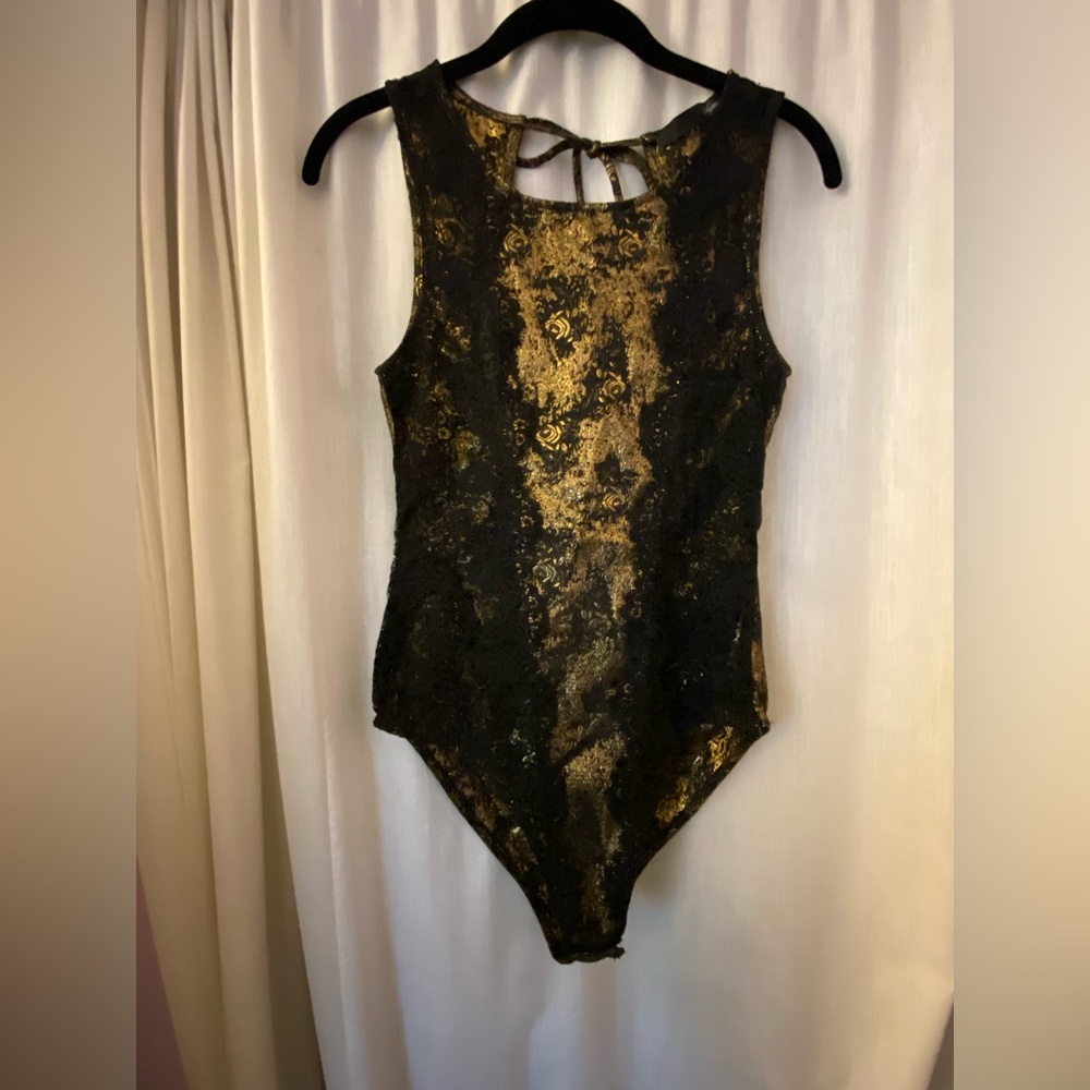 Sugar Lips Gold & Blck Lace Bodysuit